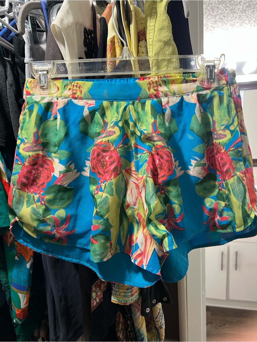 Lovers + Friends Turquoise Floral Tie-Waist Athletic Shorts